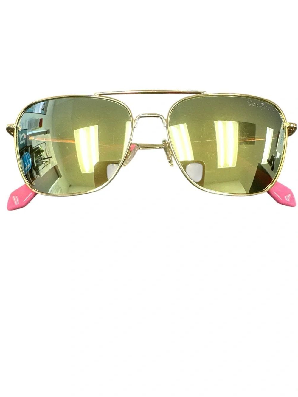 Lilly Pulitzer Aviator Sunglasses with Pink Temple Tips